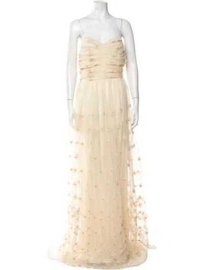 Pre-owned Doen Floral Print Long Dress In Neutrals