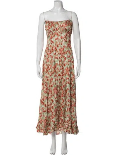 Pre-owned Doen Floral Print Long Dress In Neutrals