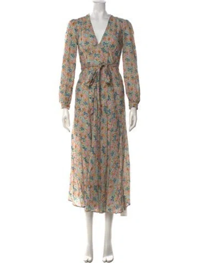 Pre-owned Doen Floral Print Long Dress In Neutrals