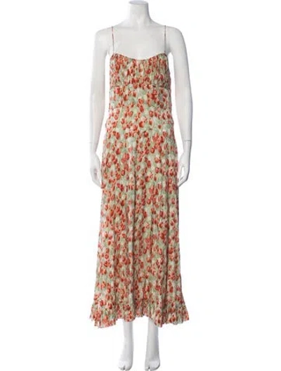 Pre-owned Doen Floral Print Long Dress In Neutrals