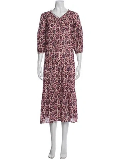 Pre-owned Doen Floral Print Long Dress In Neutrals/purple
