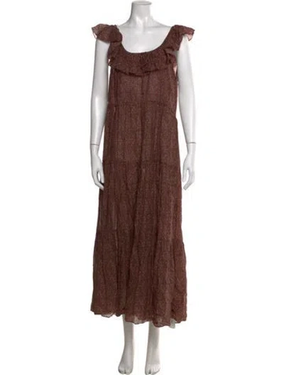 Pre-owned Doen Floral Print Long Dress In Pink