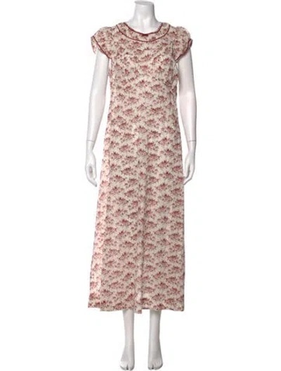 Pre-owned Doen Floral Print Long Dress In Pink