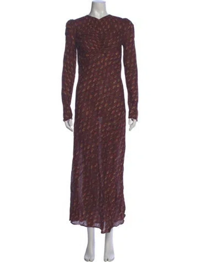 Pre-owned Doen Floral Print Long Dress In Purple