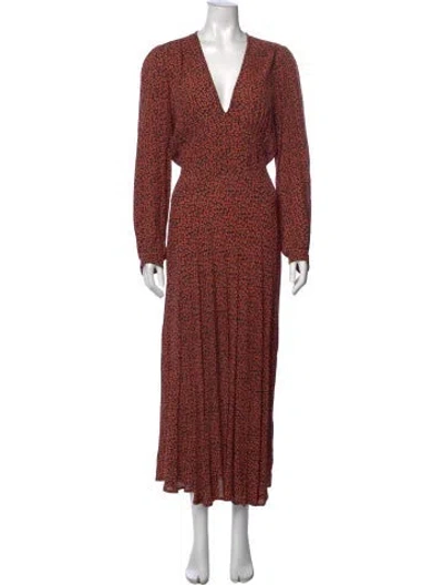 Pre-owned Doen Floral Print Long Dress In Red