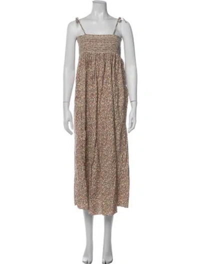 Pre-owned Doen Floral Print Long Dress In Red/yellow
