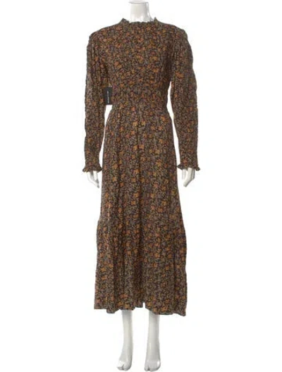 Pre-owned Doen Floral Print Long Dress W/ Tags In Black