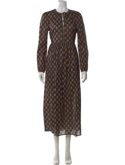 Pre-owned Doen Floral Print Long Dress W/ Tags In Black