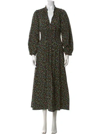 Pre-owned Doen Floral Print Long Dress W/ Tags In Black