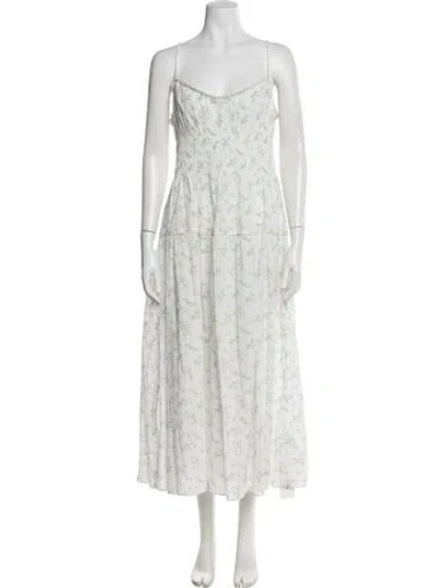 Pre-owned Doen Floral Print Long Dress W/ Tags In Blue