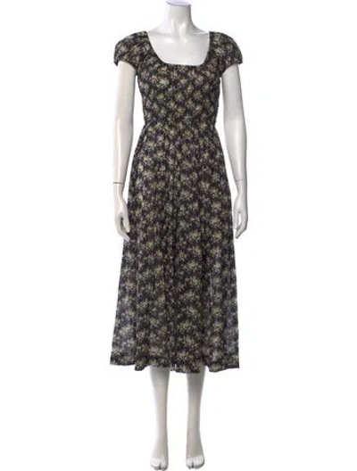 Pre-owned Doen Floral Print Long Dress W/ Tags In Blue