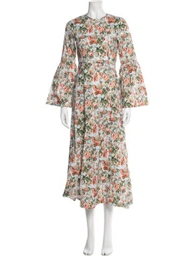 Pre-owned Doen Floral Print Long Dress W/ Tags In Blue