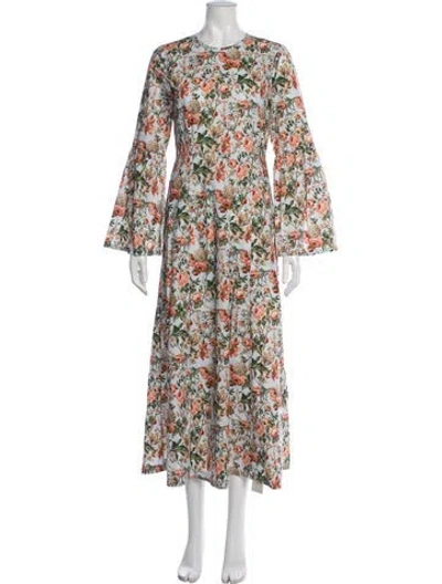 Pre-owned Doen Floral Print Long Dress W/ Tags In Blue