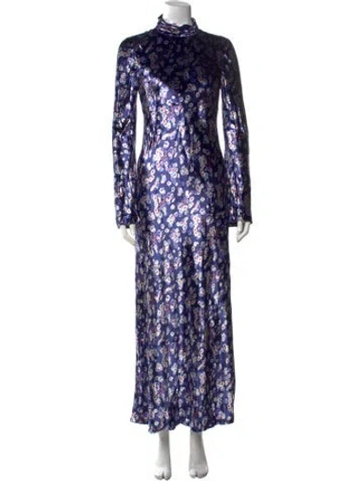 Pre-owned Doen Floral Print Long Dress W/ Tags In Blue