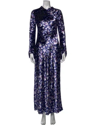 Pre-owned Doen Floral Print Long Dress W/ Tags In Blue