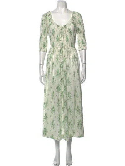 Pre-owned Doen Floral Print Long Dress W/ Tags In Blue