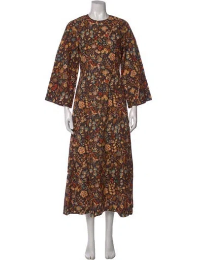 Pre-owned Doen Floral Print Long Dress W/ Tags In Brown