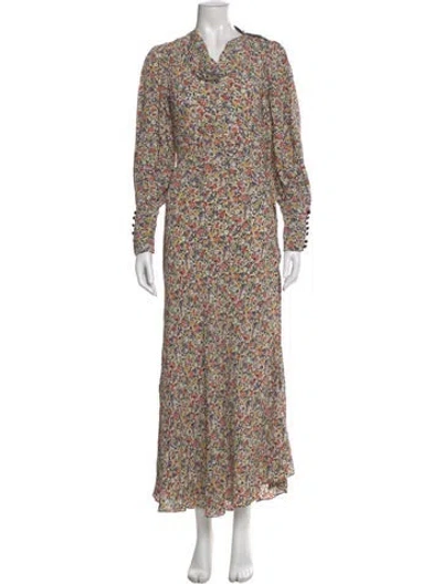 Pre-owned Doen Floral Print Long Dress W/ Tags In Green
