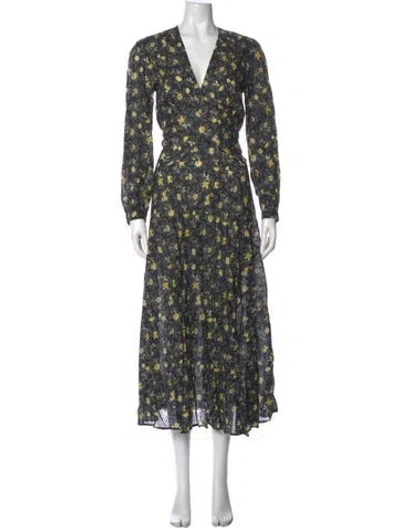 Pre-owned Doen Floral Print Long Dress W/ Tags In Green