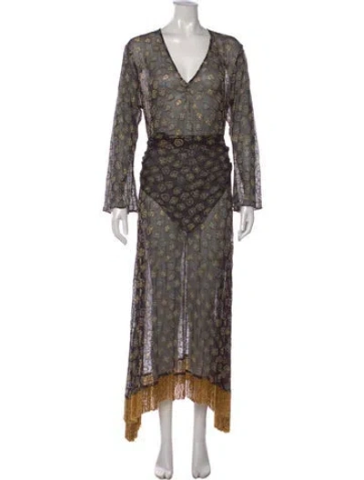 Pre-owned Doen Floral Print Long Dress W/ Tags In Multicolor