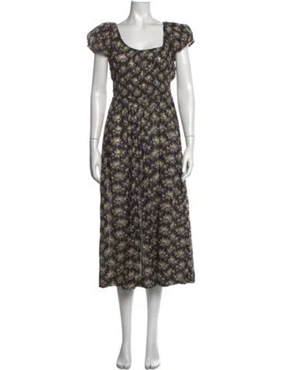 Pre-owned Doen Floral Print Long Dress W/ Tags In Multicolor