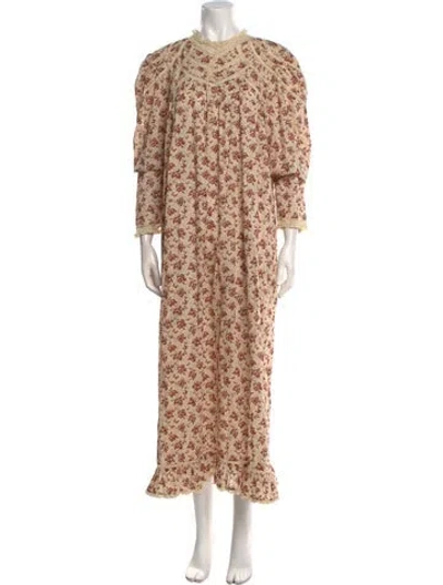 Pre-owned Doen Floral Print Long Dress W/ Tags In Neutral