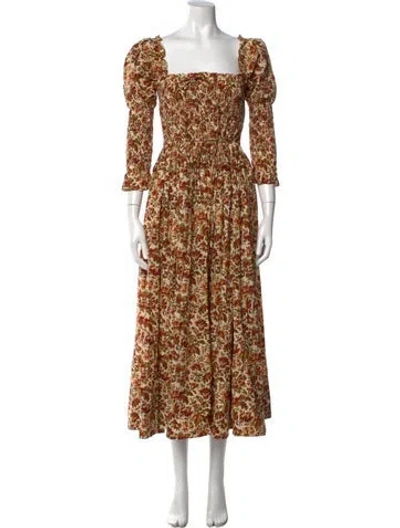 Pre-owned Doen Floral Print Long Dress W/ Tags In Neutral