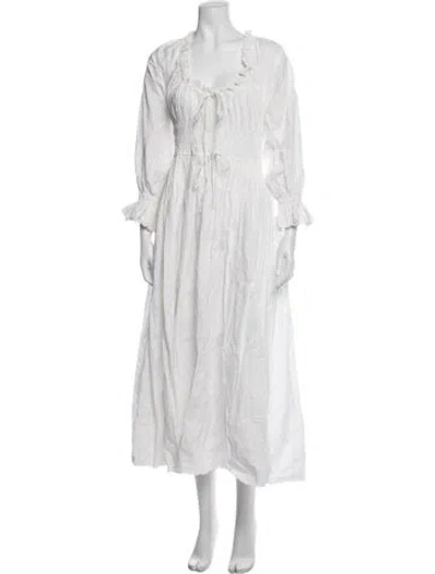 Pre-owned Doen Floral Print Long Dress W/ Tags In White
