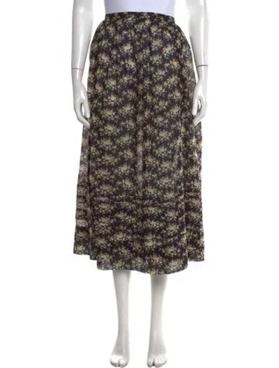 Pre-owned Doen Floral Print Long Skirt In Multicolor