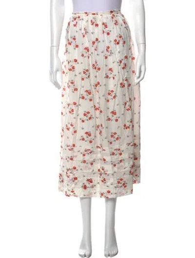Pre-owned Doen Floral Print Long Skirt In Neutrals