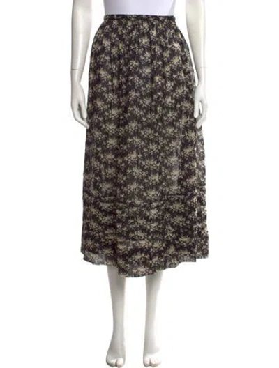 Pre-owned Doen Floral Print Long Skirt W/ Tags In Black