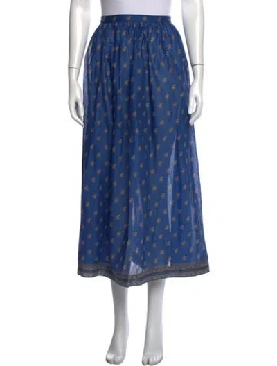 Pre-owned Doen Floral Print Long Skirt W/ Tags In Blue