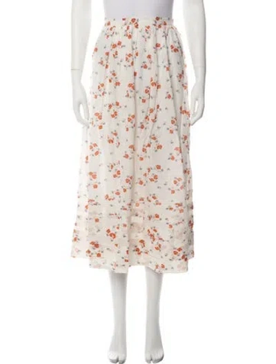 Pre-owned Doen Floral Print Long Skirt W/ Tags In Neutrals