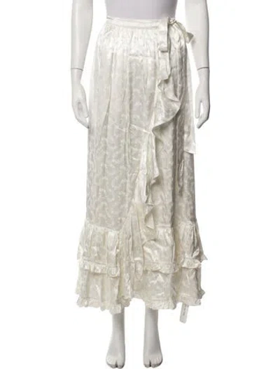 Pre-owned Doen Floral Print Long Skirt W/ Tags In White