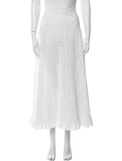 Pre-owned Doen Floral Print Long Skirt In White