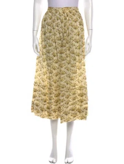 Pre-owned Doen Floral Print Long Skirt In Yellow