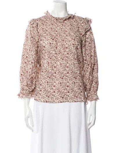 Pre-owned Doen Floral Print Long Sleeve Blouse
