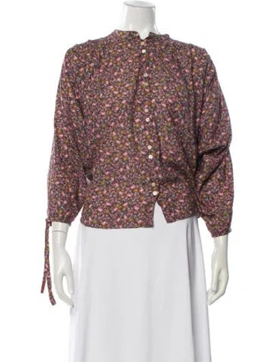 Pre-owned Doen Floral Print Long Sleeve Blouse In Multi