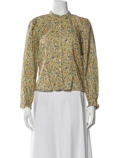 Pre-owned Doen Floral Print Long Sleeve Blouse In Multi