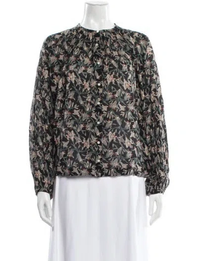 Pre-owned Doen Floral Print Long Sleeve Blouse In Multi