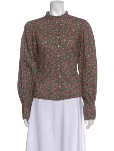 Pre-owned Doen Floral Print Long Sleeve Blouse In Multi