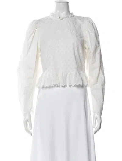 Pre-owned Doen Floral Print Long Sleeve Blouse In Neutral