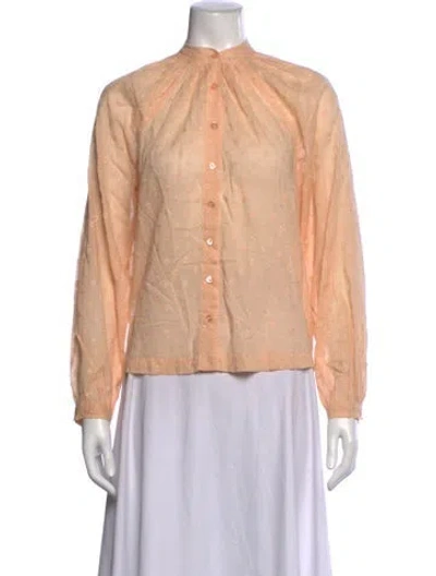 Pre-owned Doen Floral Print Long Sleeve Blouse W/ Tags In Neutrals