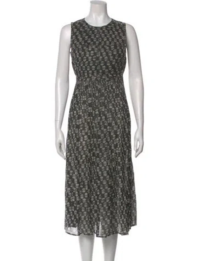 Pre-owned Doen Floral Print Midi Length Dress In Black