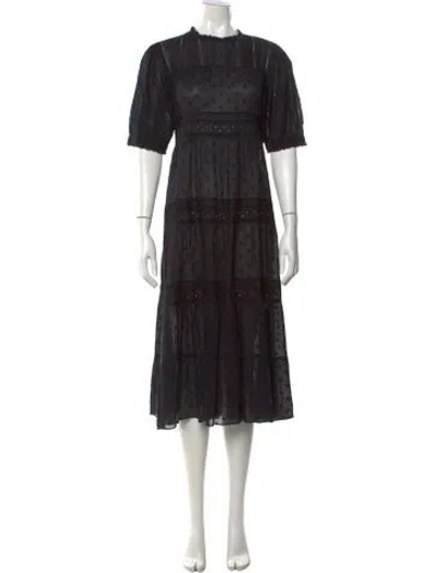 Pre-owned Doen Floral Print Midi Length Dress In Black