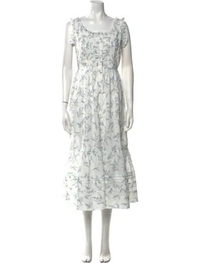 Pre-owned Doen Floral Print Midi Length Dress In Blue