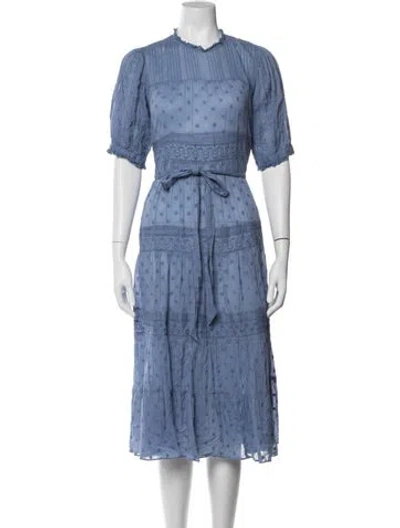 Pre-owned Doen Floral Print Midi Length Dress In Blue