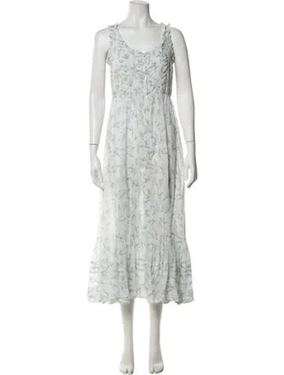 Pre-owned Doen Floral Print Midi Length Dress In Blue