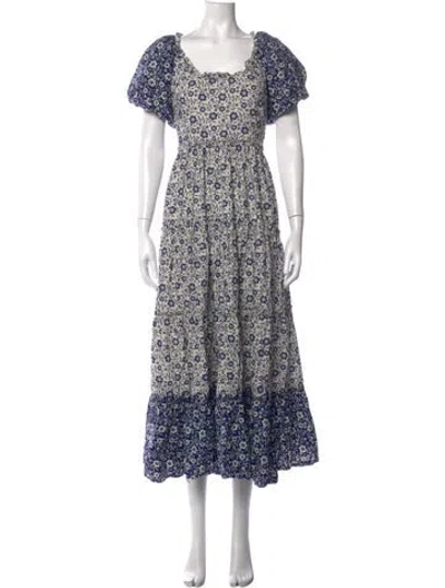 Pre-owned Doen Floral Print Midi Length Dress In Blue/neutrals