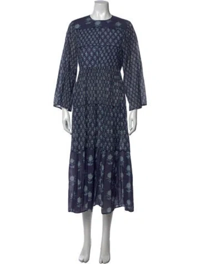 Pre-owned Doen Floral Print Midi Length Dress In Blue/purple